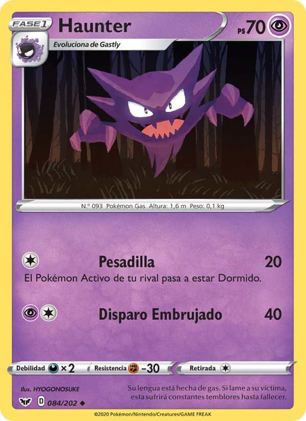 Haunter 84 — Espada y Escudo (Spanish Pokémon TCG card)