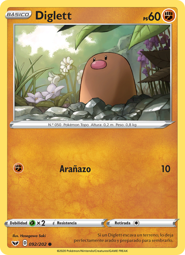 Diglett 92 — Espada y Escudo (Spanish Pokémon TCG card)