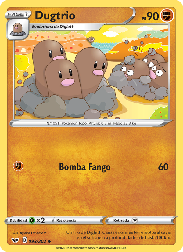 Dugtrio 93 — Espada y Escudo (Spanish Pokémon TCG card)