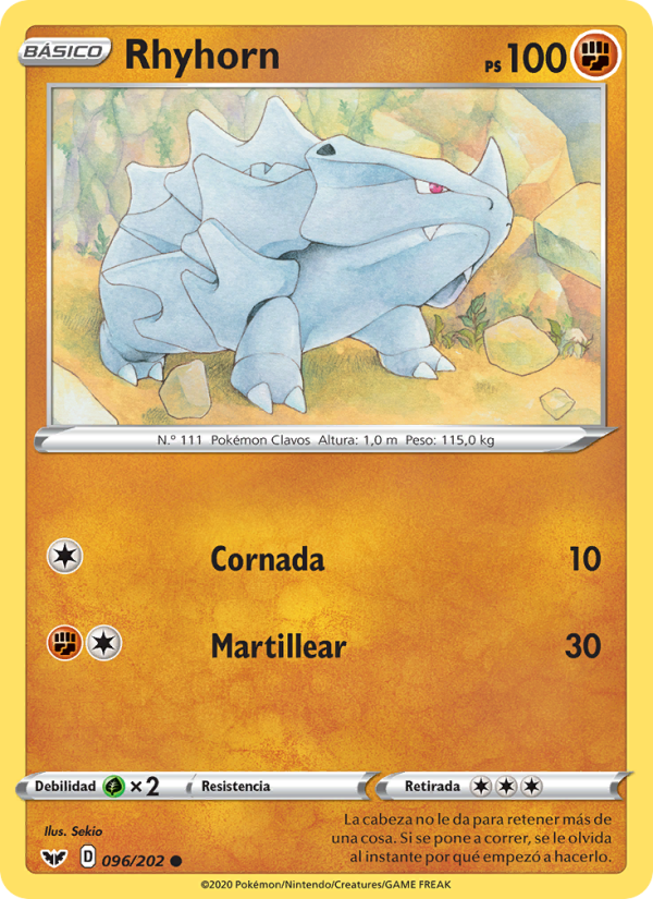 Rhyhorn 96 — Espada y Escudo (Spanish Pokémon TCG card)