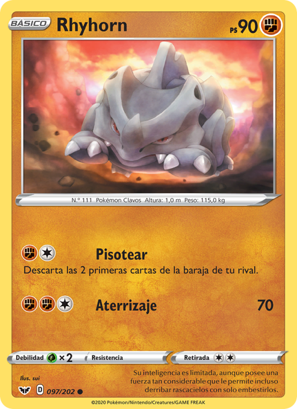 Rhyhorn 97 — Espada y Escudo (Spanish Pokémon TCG card)