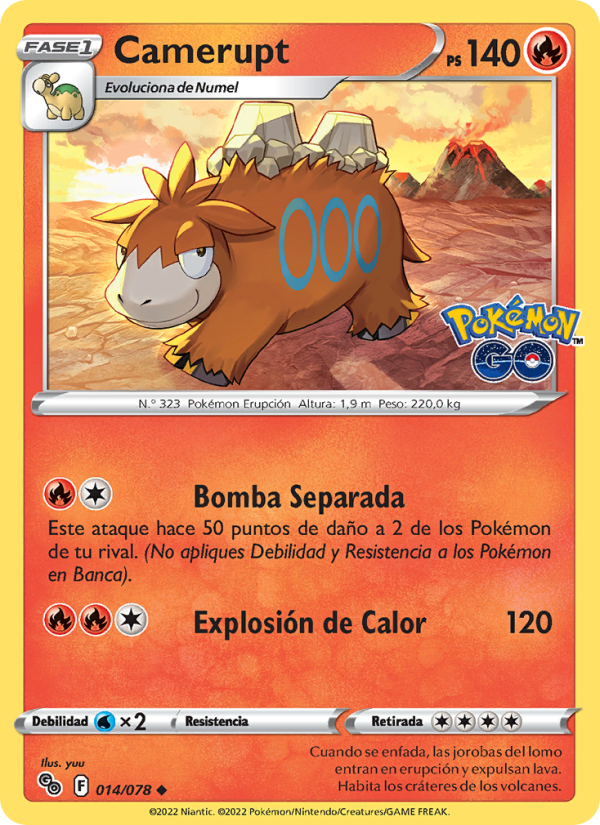Camerupt 014 — Pokémon GO (Spanish Pokémon TCG card)