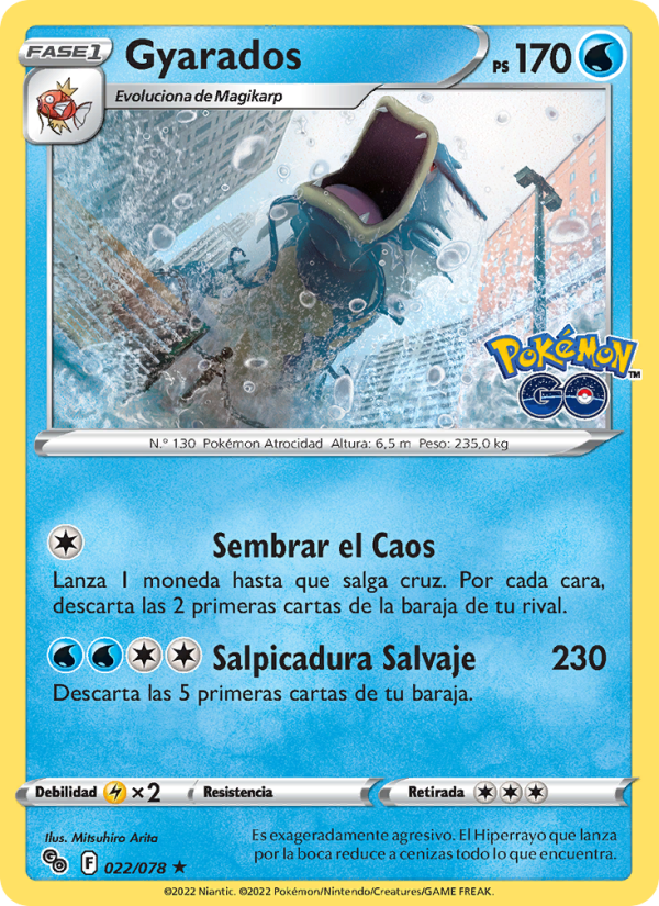 Gyarados 022 — Pokémon GO (Spanish Pokémon TCG card)