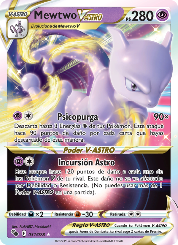 Mewtwo V-ASTRO 031 — Pokémon GO (Spanish Pokémon TCG card)