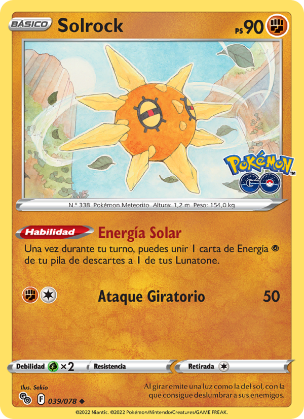 Solrock 039 — Pokémon GO (Spanish Pokémon TCG card)