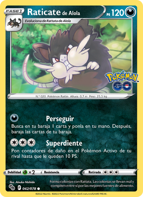 Raticate de Alola 042 — Pokémon GO (Spanish Pokémon TCG card)