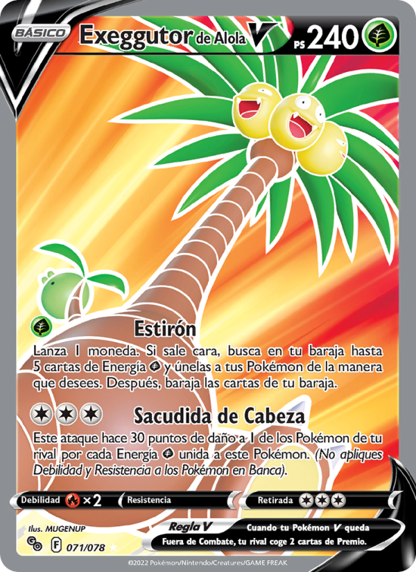 Exeggutor de Alola V 071 — Pokémon GO (Spanish Pokémon TCG card)