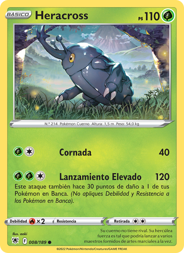 Heracross 008 — Resplandor Astral (Spanish Pokémon TCG card)