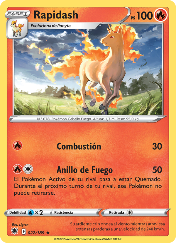 Rapidash 022 — Resplandor Astral (Spanish Pokémon TCG card)