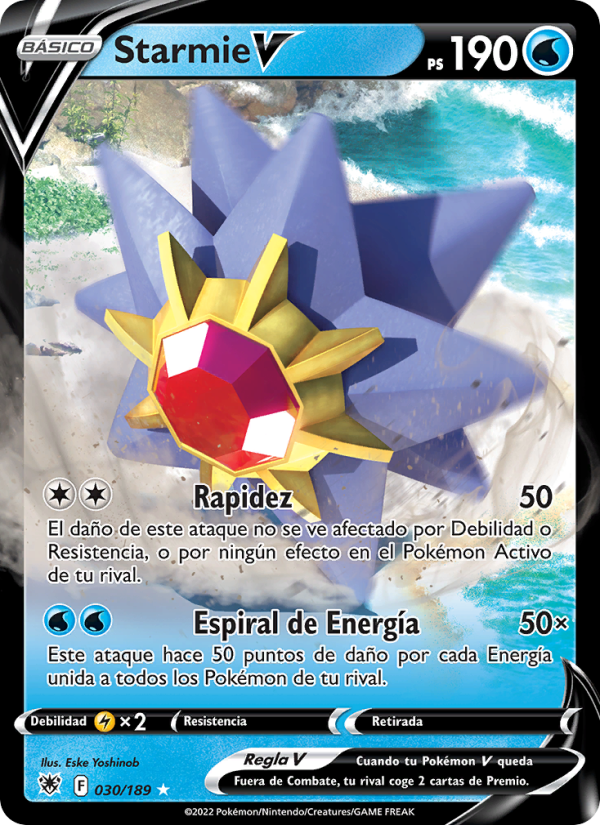 Starmie V 030 — Resplandor Astral (Spanish Pokémon TCG card)