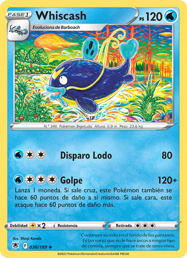 Whiscash 036 — Resplandor Astral (Spanish Pokémon TCG card)