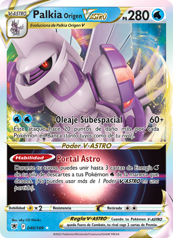 Palkia Origen V-ASTRO 040 — Resplandor Astral (Spanish Pokémon TCG card)