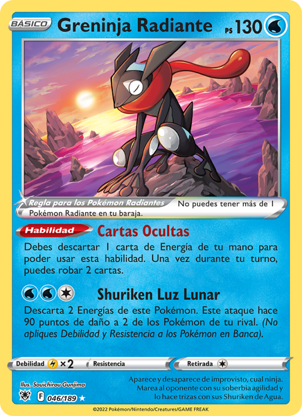 Greninja Radiante 046 — Resplandor Astral (Spanish Pokémon TCG card)