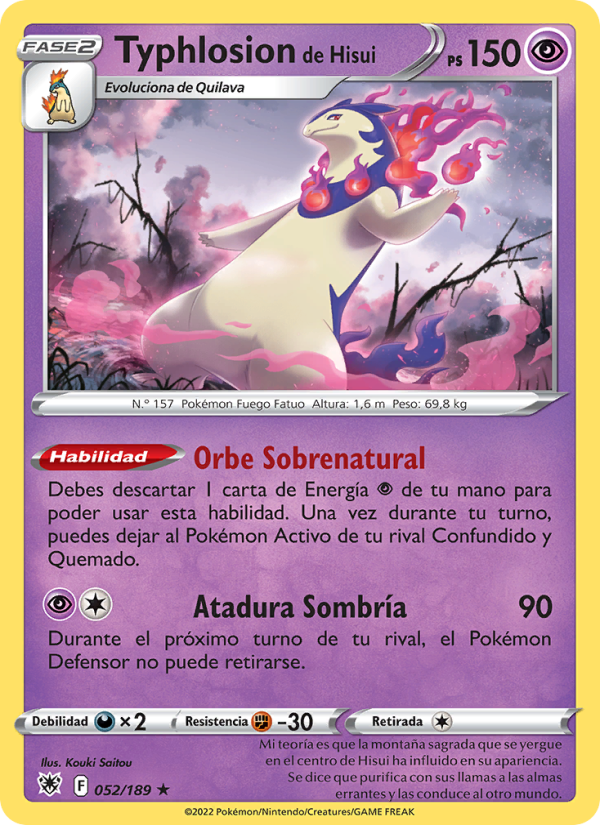 Typhlosion de Hisui 052 — Resplandor Astral (Spanish Pokémon TCG card)