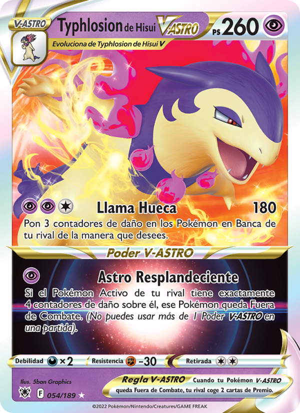 Typhlosion de Hisui V-ASTRO 054 — Resplandor Astral (Spanish Pokémon TCG card)