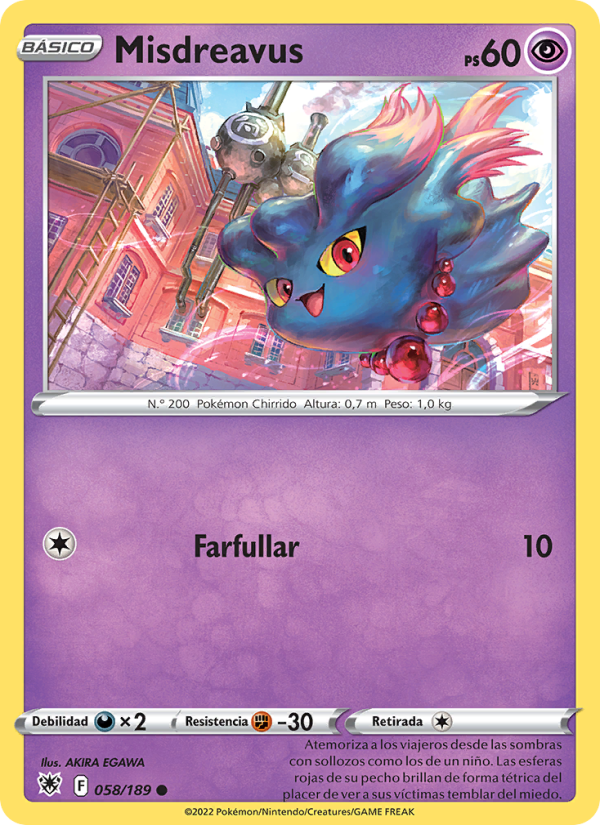 Misdreavus 058 — Resplandor Astral (Spanish Pokémon TCG card)