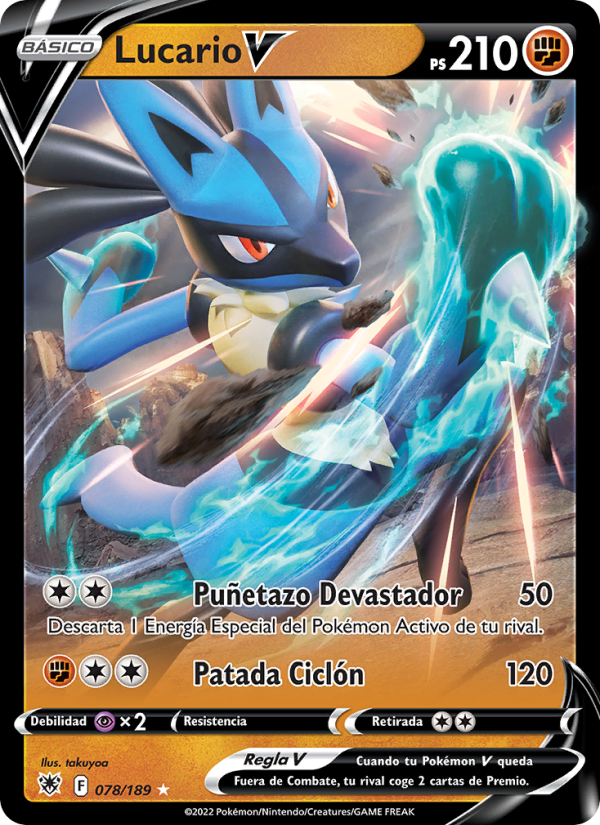 Lucario V 078 — Resplandor Astral (Spanish Pokémon TCG card)