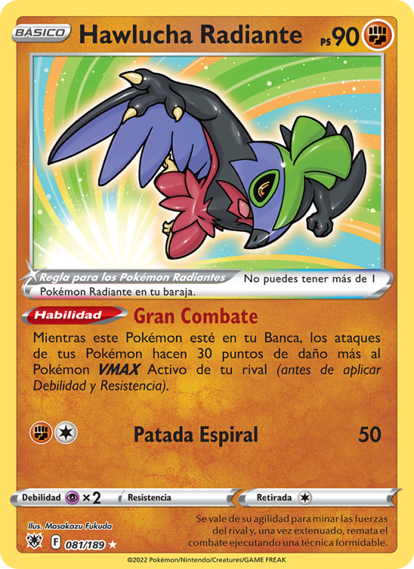 Hawlucha Radiante 081 — Resplandor Astral (Spanish Pokémon TCG card)