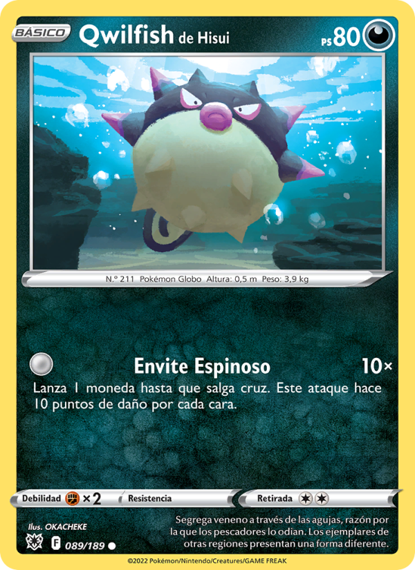 Qwilfish de Hisui 089 — Resplandor Astral (Spanish Pokémon TCG card)