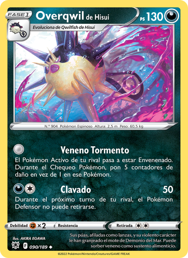 Overqwil de Hisui 090 — Resplandor Astral (Spanish Pokémon TCG card)