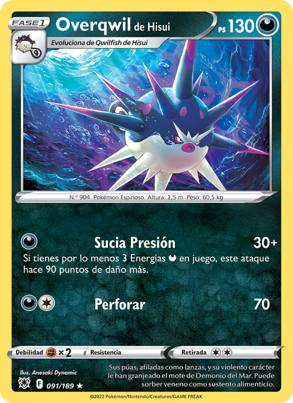 Overqwil de Hisui 091 — Resplandor Astral (Spanish Pokémon TCG card)