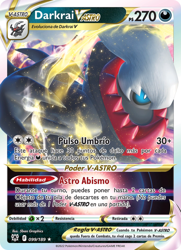 Darkrai V-ASTRO 099 — Resplandor Astral (Spanish Pokémon TCG card)