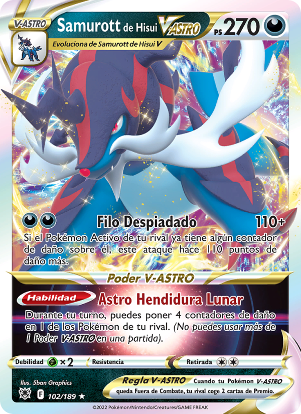 Samurott de Hisui V-ASTRO 102 — Resplandor Astral (Spanish Pokémon TCG card)