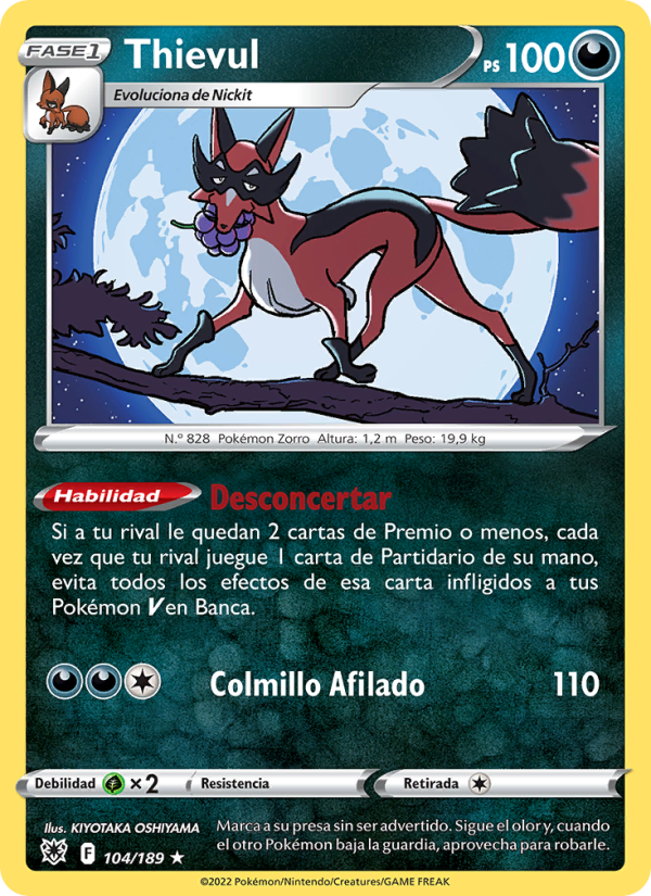 Thievul 104 — Resplandor Astral (Spanish Pokémon TCG card)