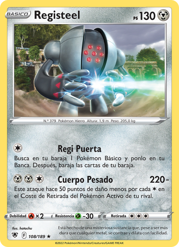 Registeel 108 — Resplandor Astral (Spanish Pokémon TCG card)