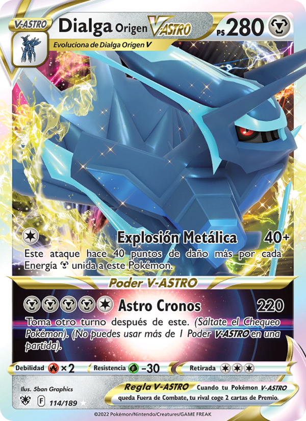 Dialga Origen V-ASTRO 114 — Resplandor Astral (Spanish Pokémon TCG card)