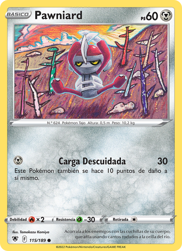 Pawniard 115 — Resplandor Astral (Spanish Pokémon TCG card)