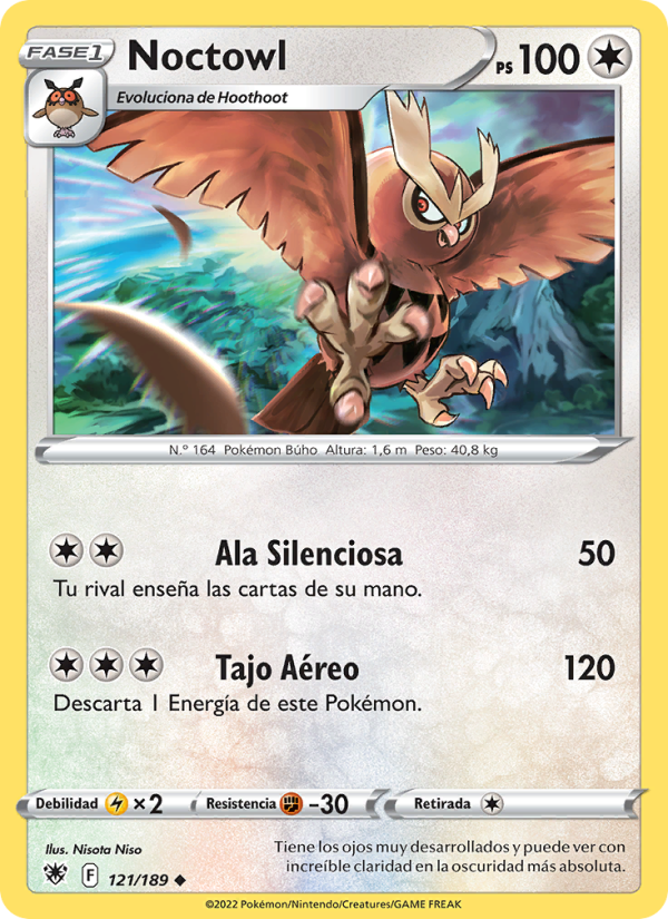 Noctowl 121 — Resplandor Astral (Spanish Pokémon TCG card)