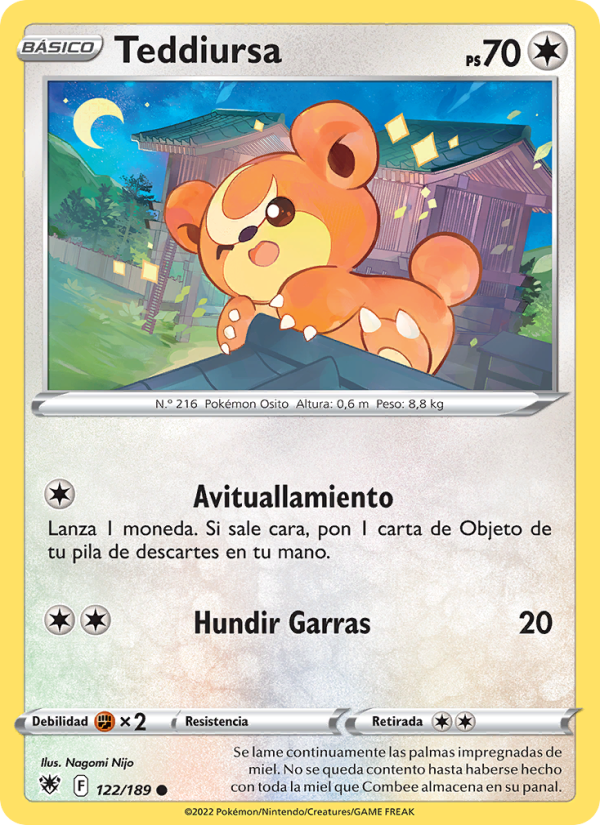 Teddiursa 122 — Resplandor Astral (Spanish Pokémon TCG card)