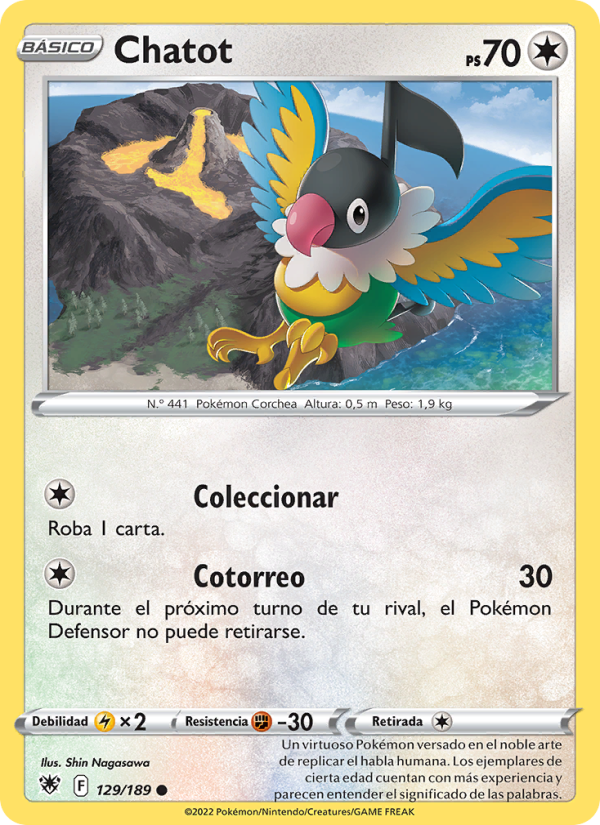 Chatot 129 — Resplandor Astral (Spanish Pokémon TCG card)