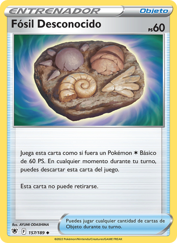Fósil Desconocido 157 — Resplandor Astral (Spanish Pokémon TCG card)
