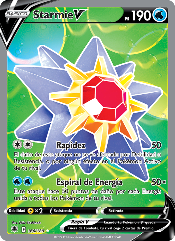 Starmie V 166 — Resplandor Astral (Spanish Pokémon TCG card)