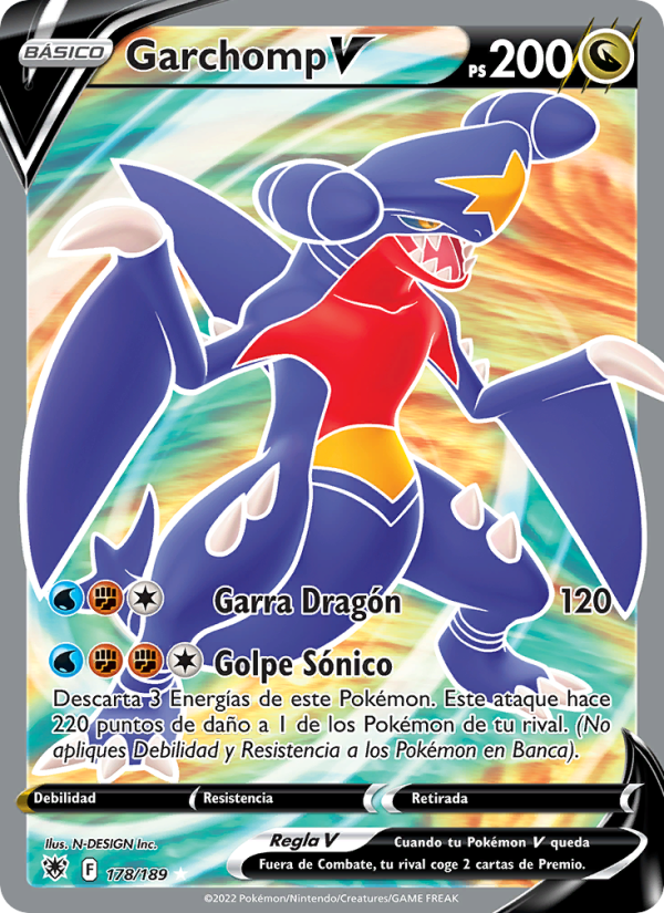 Garchomp V 178 — Resplandor Astral (Spanish Pokémon TCG card)