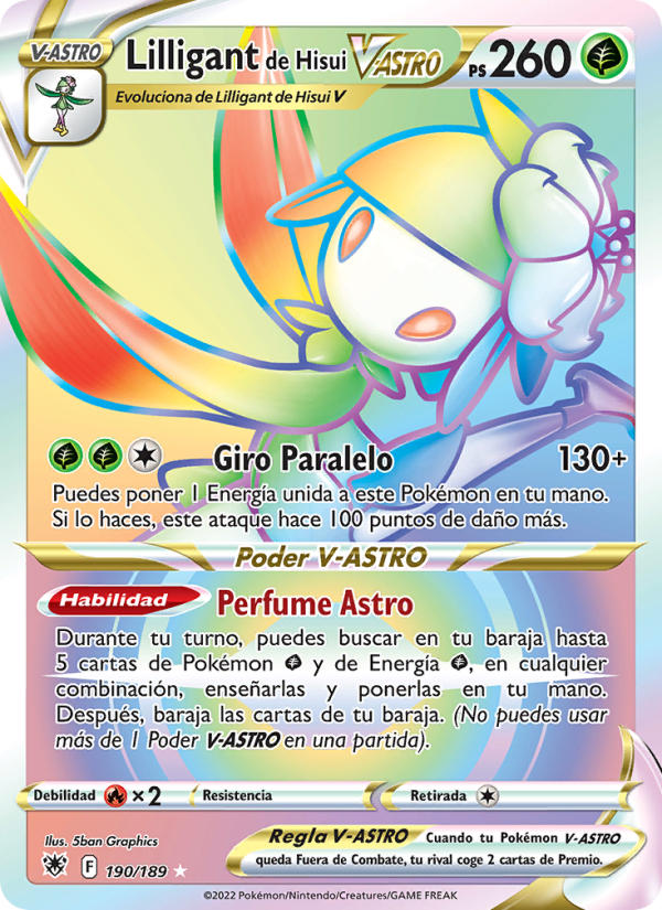 Lilligant de Hisui V-ASTRO 190 — Resplandor Astral (Spanish Pokémon TCG card)