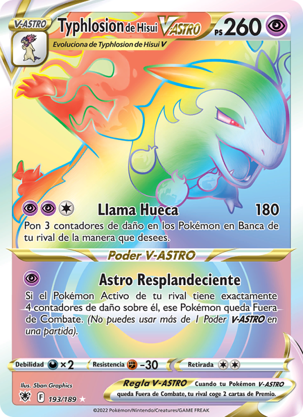 Typhlosion de Hisui V-ASTRO 193 — Resplandor Astral (Spanish Pokémon TCG card)
