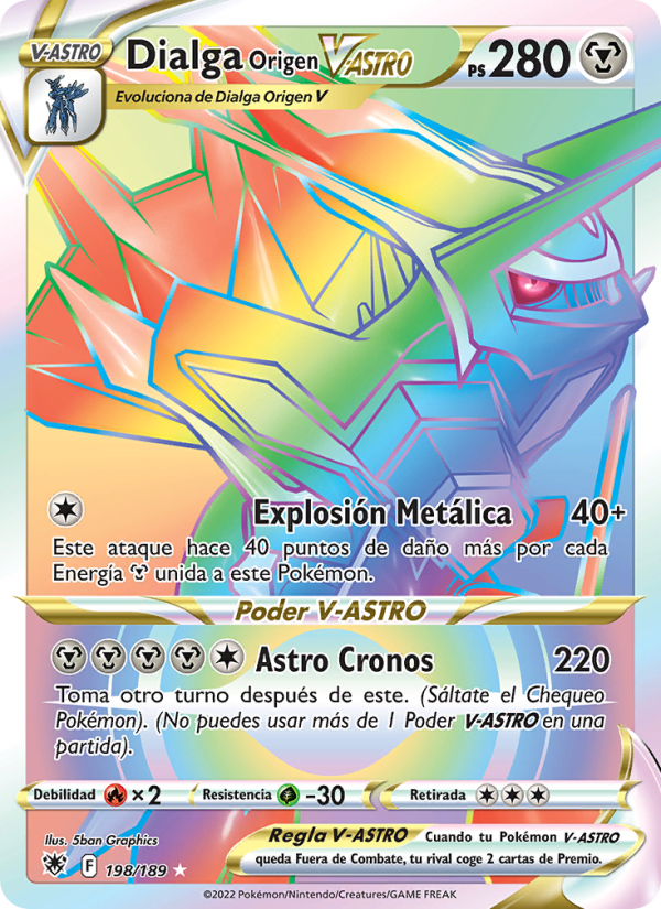 Dialga Origen V-ASTRO 198 — Resplandor Astral (Spanish Pokémon TCG card)