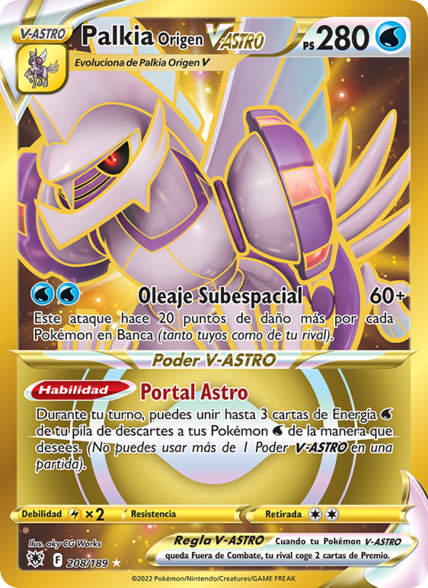 Palkia Origen V-ASTRO 208 — Resplandor Astral (Spanish Pokémon TCG card)
