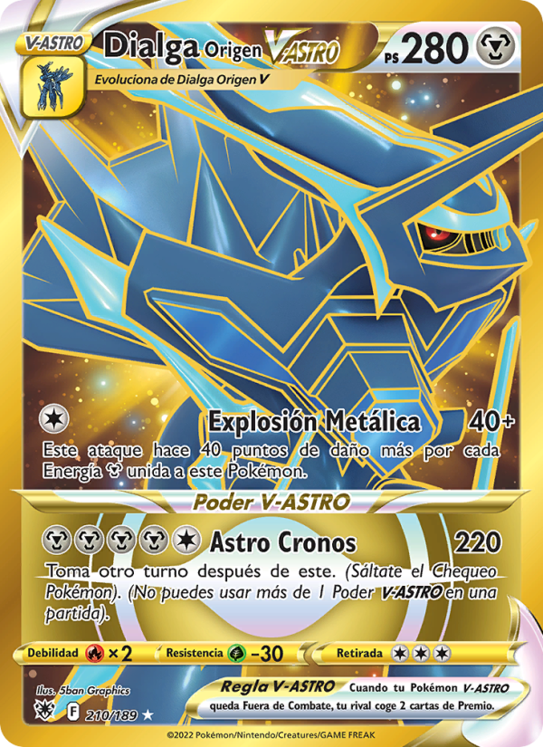 Dialga Origen V-ASTRO 210 — Resplandor Astral (Spanish Pokémon TCG card)