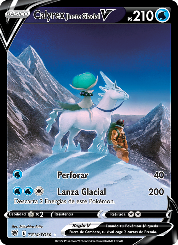 Calyrex Jinete Glacial V TG14 — Resplandor Astral (Spanish Pokémon TCG card)
