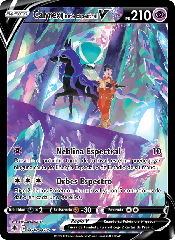 Calyrex Jinete Espectral V TG17 — Resplandor Astral (Spanish Pokémon TCG card)