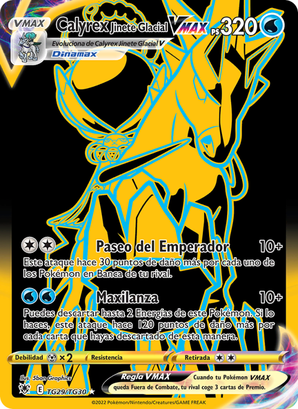 Calyrex Jinete Glacial VMAX TG29 — Resplandor Astral (Spanish Pokémon TCG card)