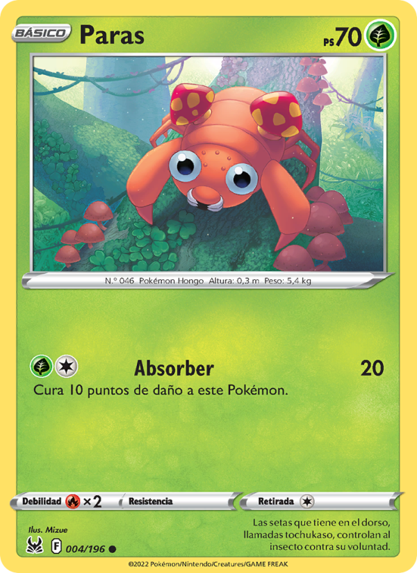Paras 004 — Origen Perdido (Spanish Pokémon TCG card)