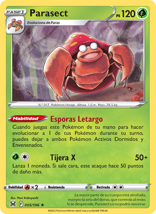 Parasect 005 — Origen Perdido (Spanish Pokémon TCG card)