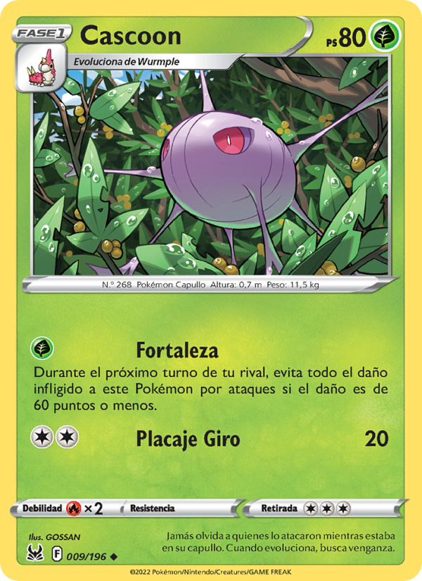 Cascoon 009 — Origen Perdido (Spanish Pokémon TCG card)