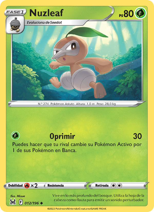 Nuzleaf 012 — Origen Perdido (Spanish Pokémon TCG card)
