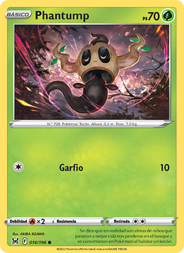 Phantump 016 — Origen Perdido (Spanish Pokémon TCG card)